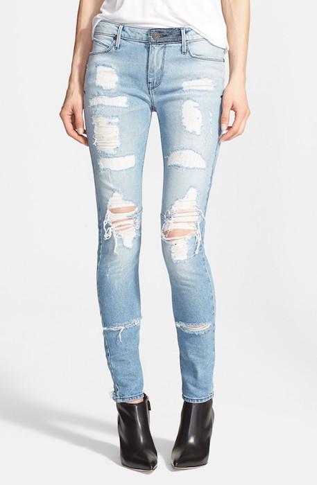 light blue knee ripped jeans